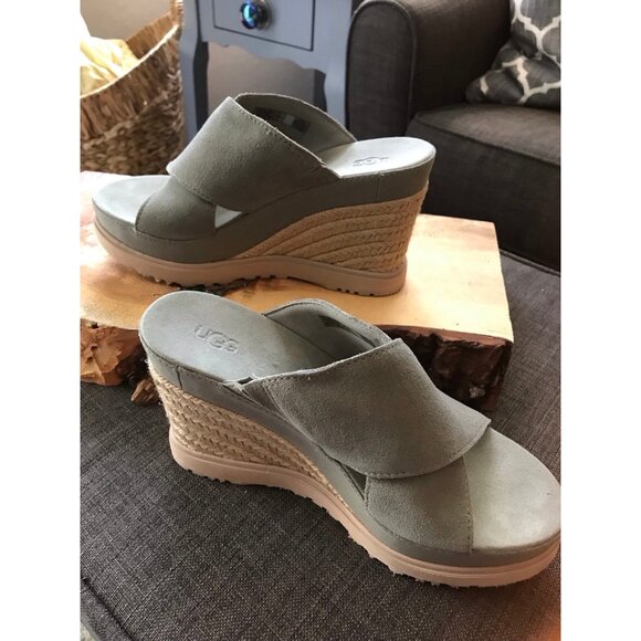 UGG Abbot Wedge Slide Moss Green Sz 8 Sandal casual Dress - Picture 2 of 10